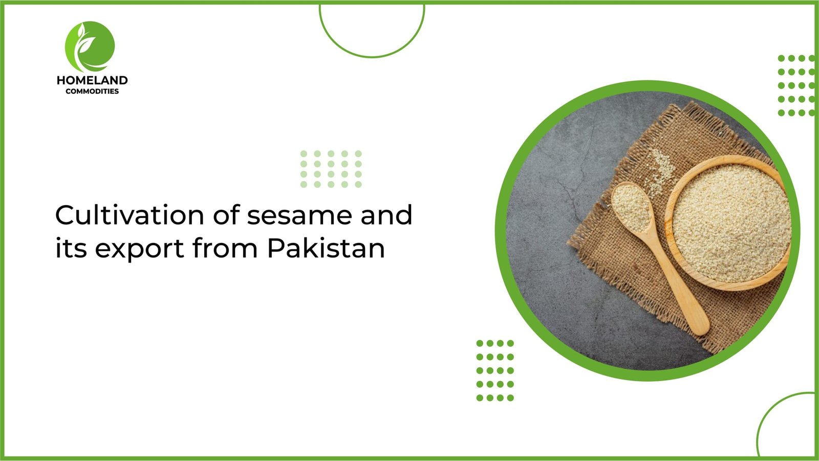 Cultivation of Sesame and Its Export from Pakistan